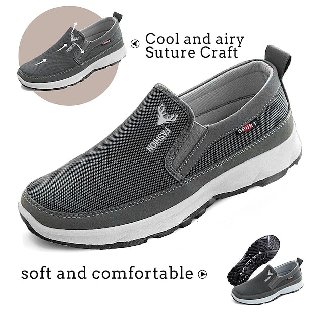 Breathable Mesh Men's Casual and White Black Slip-On