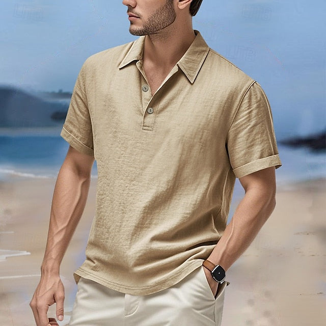 Linen Men's Beach Shirt Popover Summer