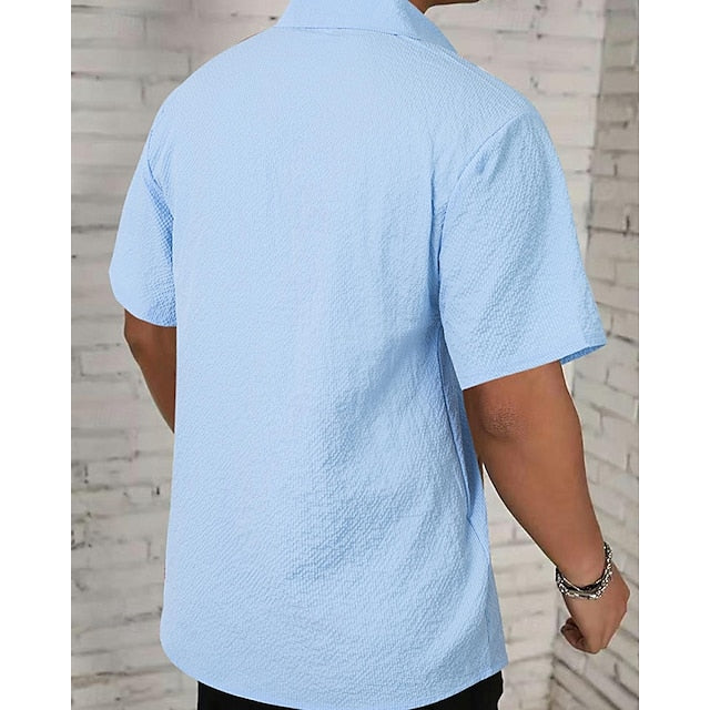 Button Casual Up Beach Shirt Summer Men's