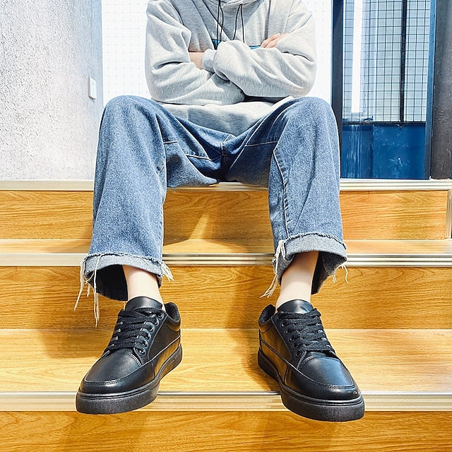 Closure and with Men's Casual Lace-up White Sneakers