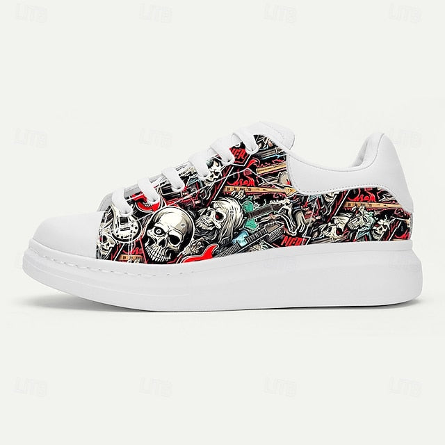 Men's and Skull White Horror with Sneakers Graphic Red