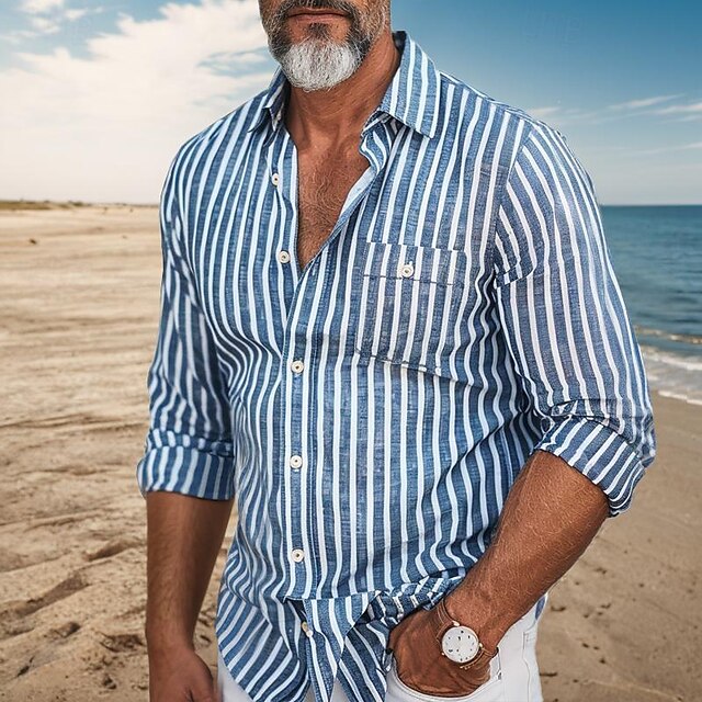 Button Summer Beach Up Shirt Casual Men's