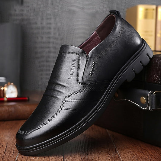 Men's Loafers Comfortable Black Faux Leather – Slip-On