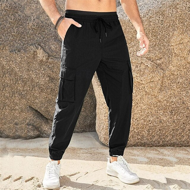 Casual Drawstring Cargo Trousers Men's Joggers Pants