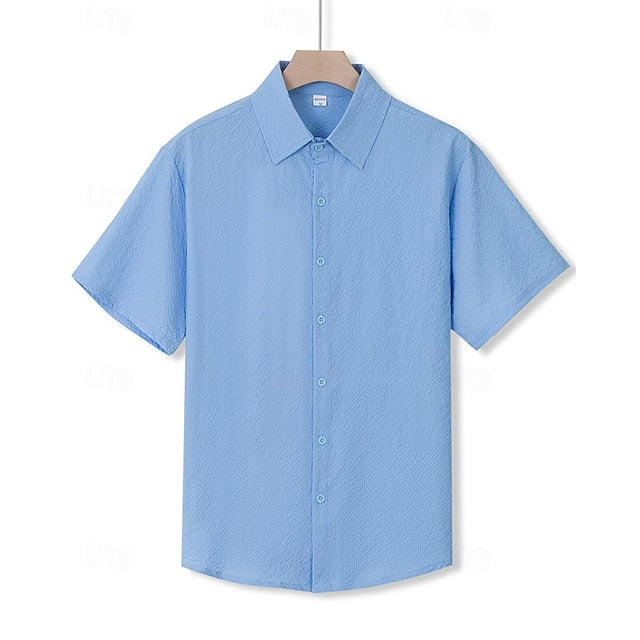 Button Casual Up Beach Shirt Summer Men's