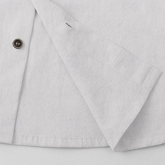 Shirt White Button Up Plain Street Vacation Black Men's