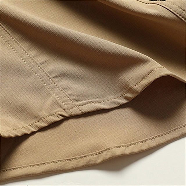 Button Men's Cargo Summer Up Shirt Casual