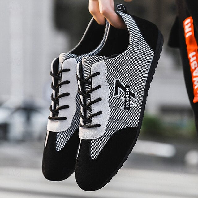 – Lace-Up Navy Nylon Breathable and Sneakers Men's Beige