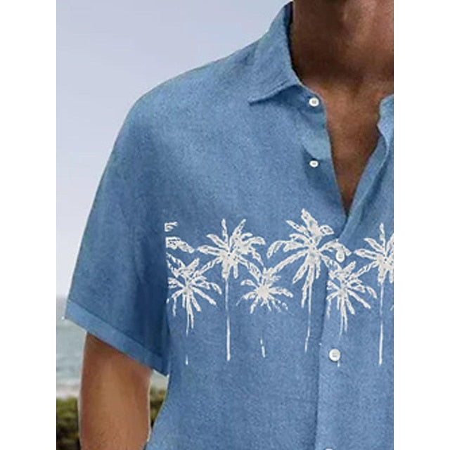 Beach Hawaiian Men's Linen Shirt Summer