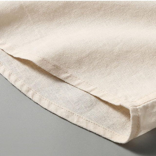 Chinese Linen Cotton Men's White Shirt