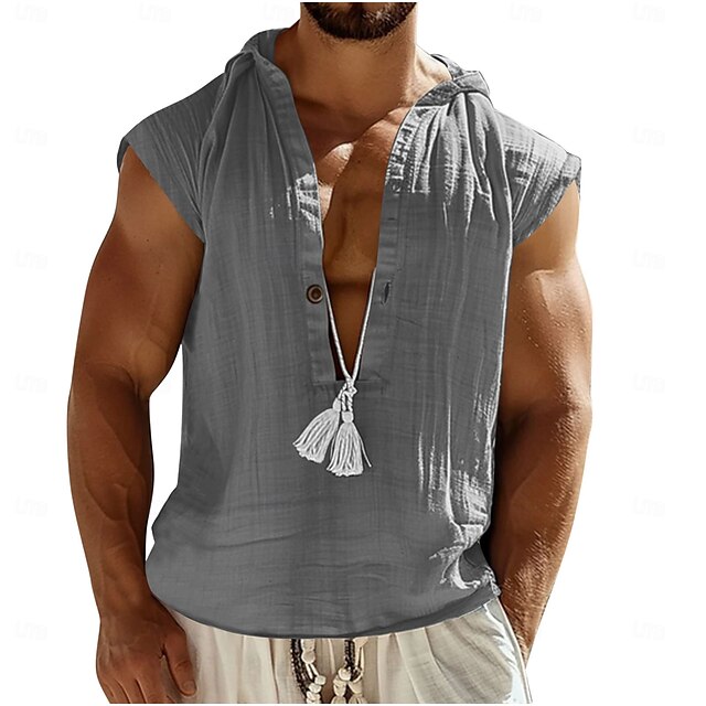 Shirt Men's Popover Summer Style Linen Viking