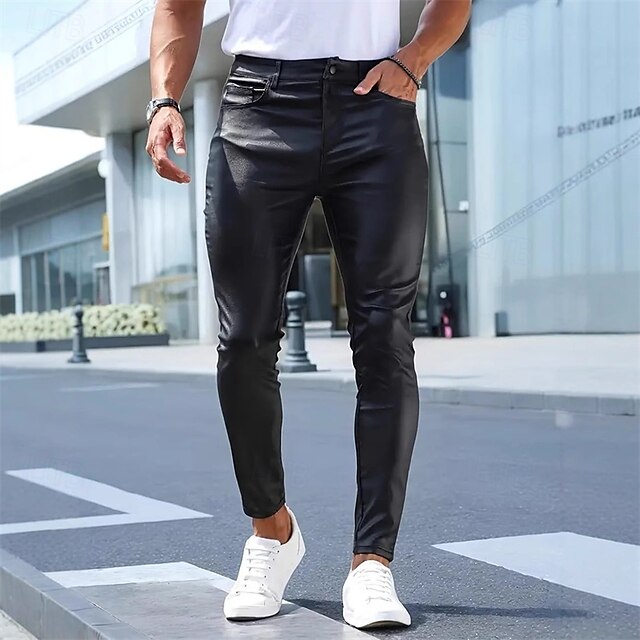 Pants Leather Summer Trousers Pocket Men's Shorts Faux