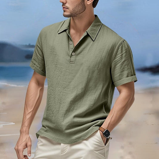 Linen Men's Beach Shirt Popover Summer