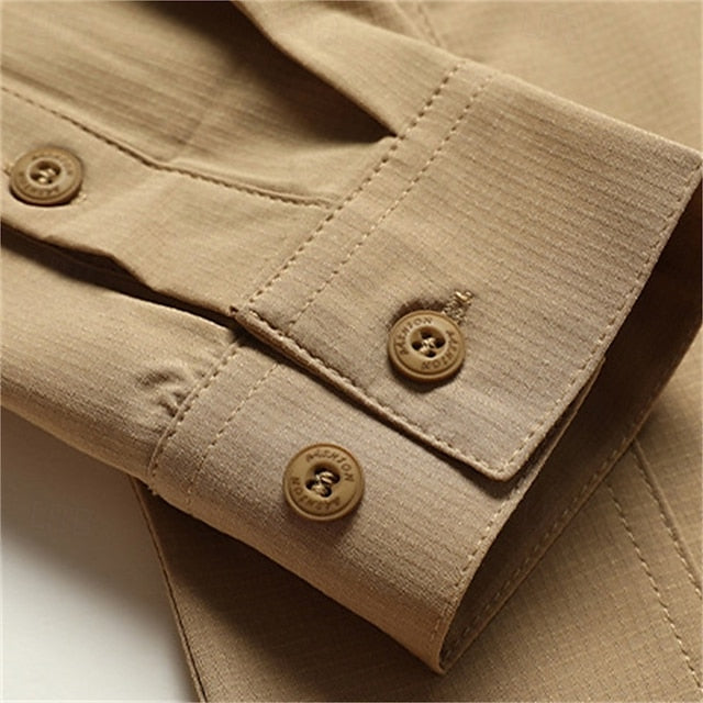 Button Men's Cargo Summer Up Shirt Casual