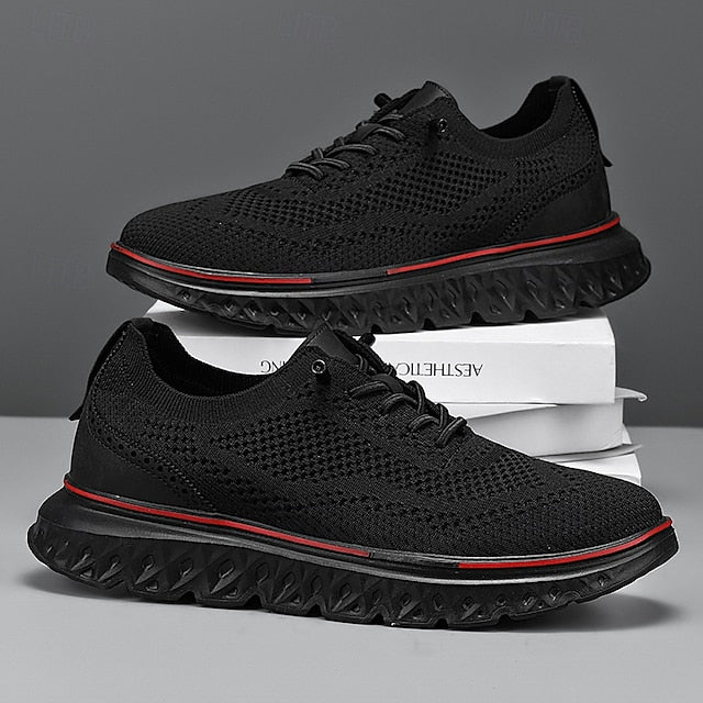 Breathable Men's Sneakers – Lightweight Knit Lace-Up