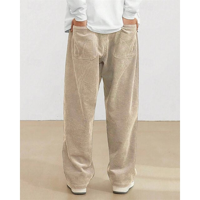 Trousers Pants Straight Leg Men's Corduroy Athletic