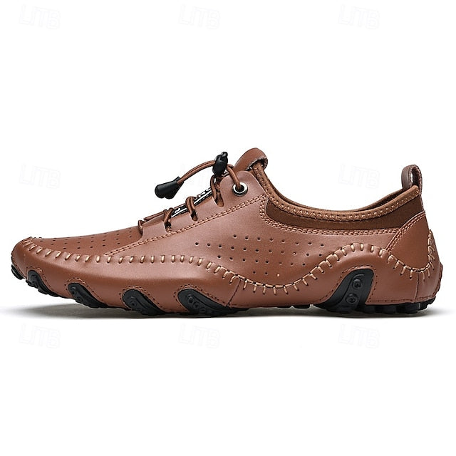 Shoes Casual Perforated with Men's White Hand-Stitched