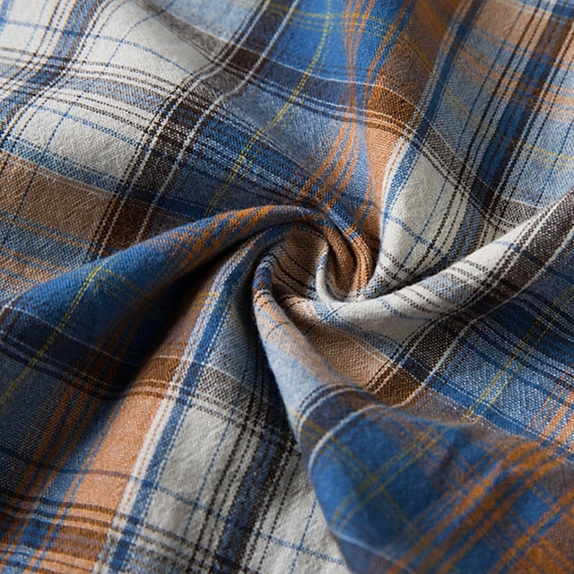 Shirt Button Summer Up Men's Plaid