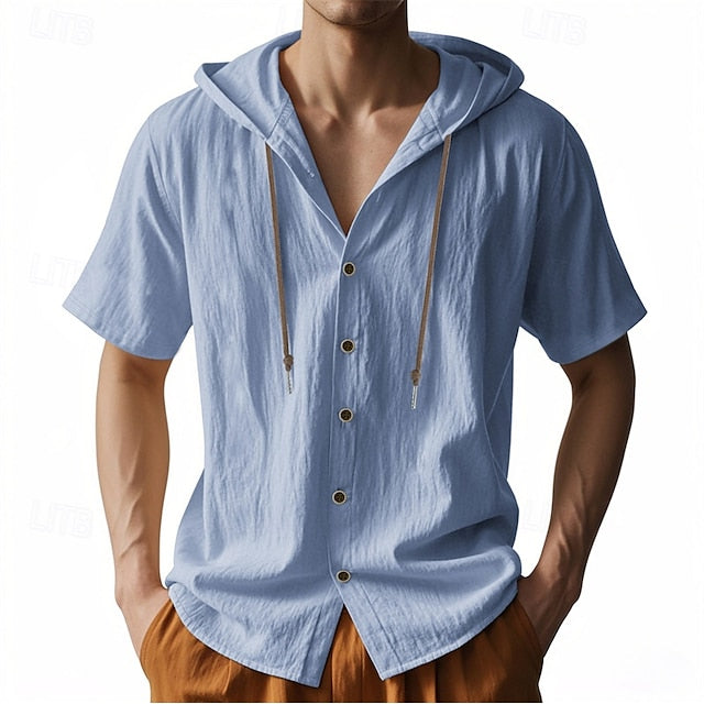 Cotton White Shirt Casual Men's Up Button