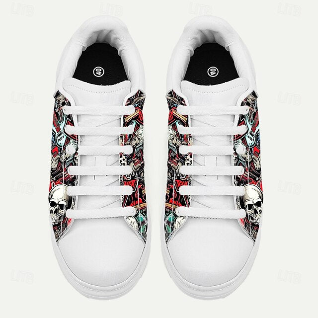 Men's and Skull White Horror with Sneakers Graphic Red