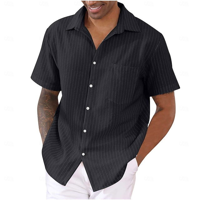 Summer Button Up Striped Men's Shirt