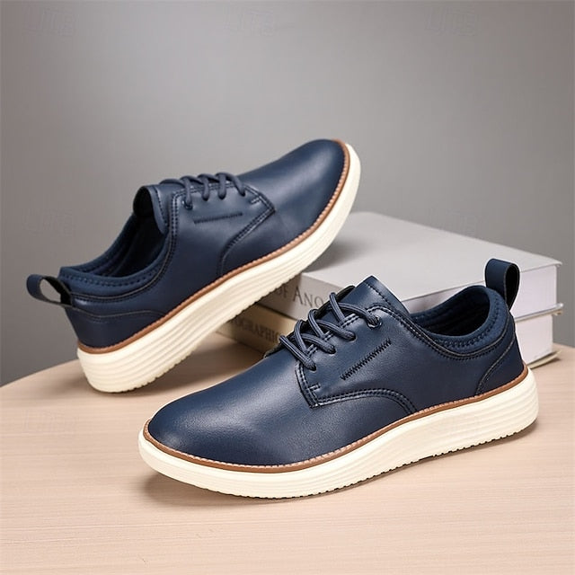 Blue Oxford Lace-Up Leather Shoes Men's – Navy Classic