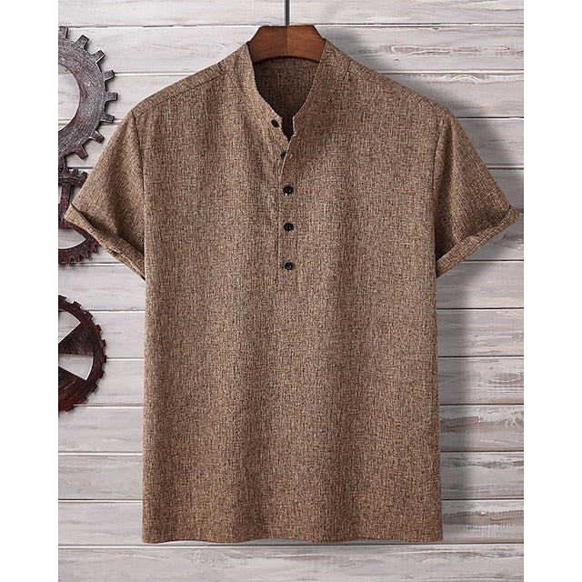 Button Summer Men's Beach Shirt Up Casual