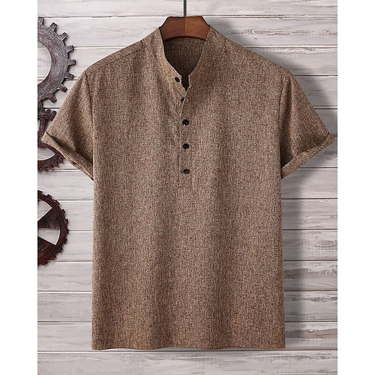 Button Summer Men's Beach Shirt Up Casual