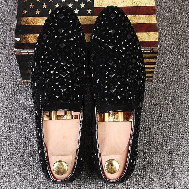 Loafers – Gothic and Prom Velvet Men's Studded Black