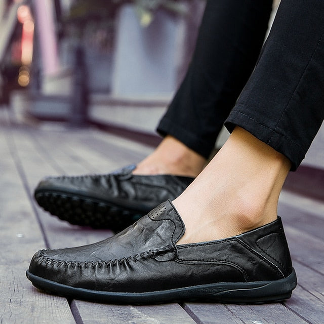 Moccasin Leather Men's Casual Driving – Slip-On Loafers
