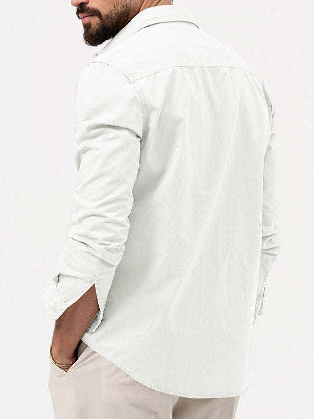 Men's Casual Black Up Shirt White Button Green