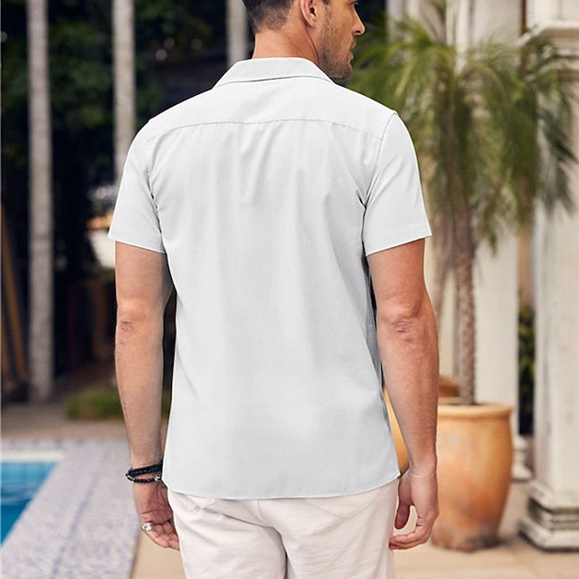 Summer Men's Popover Shirt Beach Plain