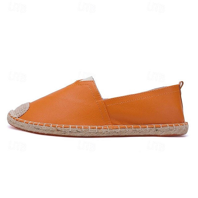 Slip-On Chic Style with Espadrilles: Leather Women's Orange