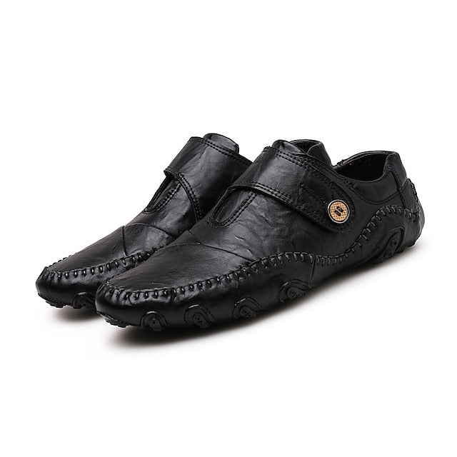 Leather Hand-Stitched Faux Soft Slip-On – Men's Moccasins