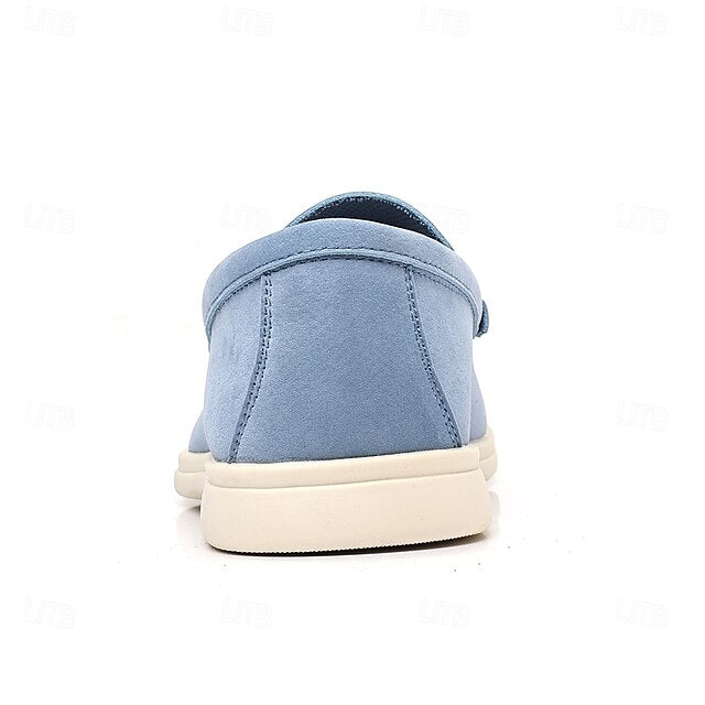 Slip-On Breathable Men's Faux – Casual Light Blue Loafers