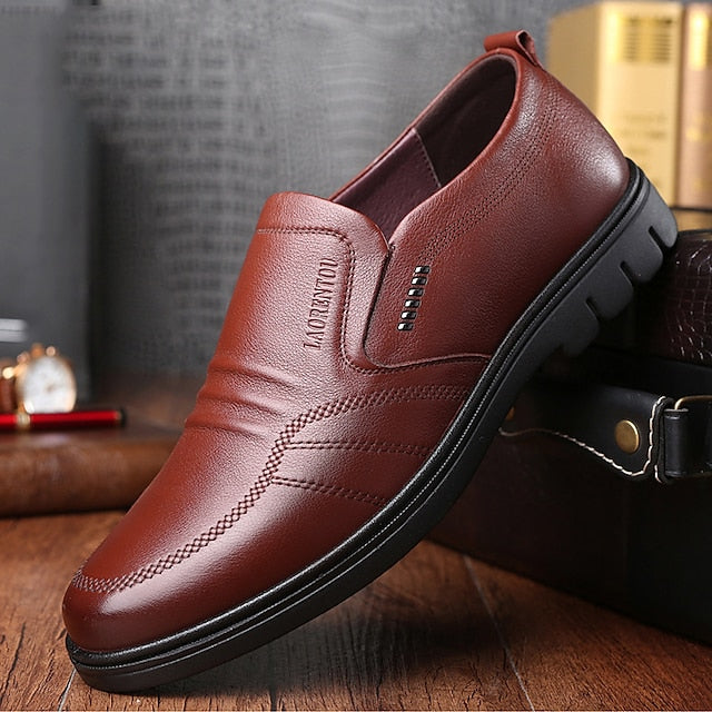 Men's Loafers Comfortable Black Faux Leather – Slip-On