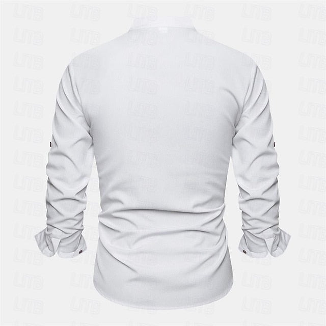 Beach Shirt Summer Plain Linen Men's