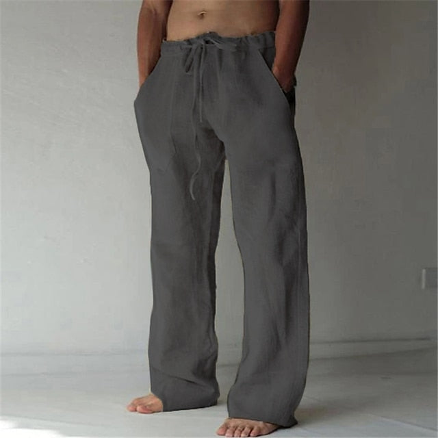 Beach Trousers Men's Linen Summer Pocket Pants Pants Pants