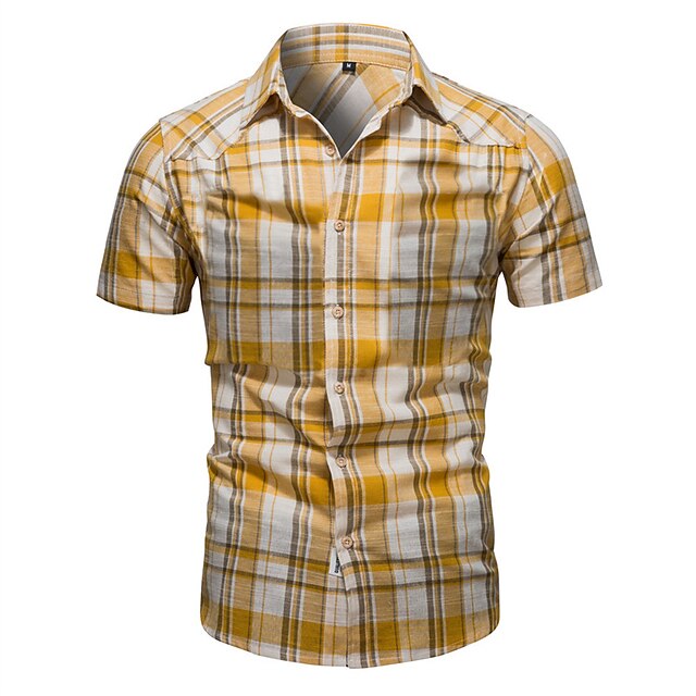 Plaid Button Men's Shirt Summer Up
