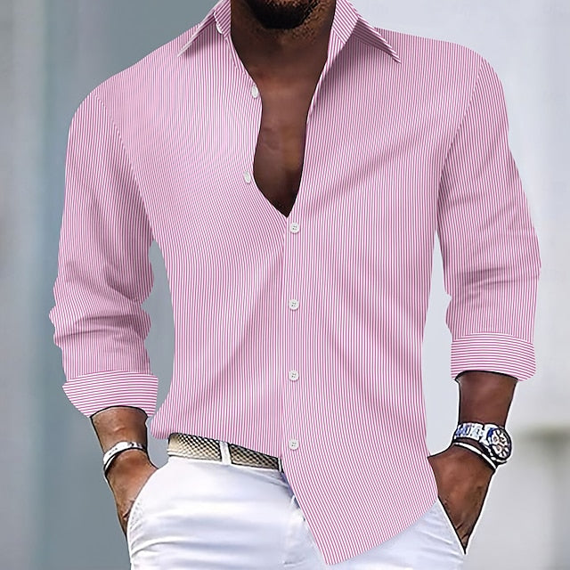 Casual Striped Shirt Summer Men's Button