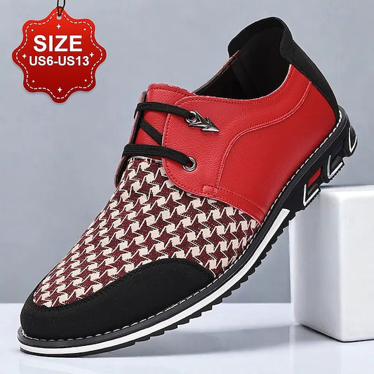 Faux Red Leather Pattern Black Houndstooth Men's and