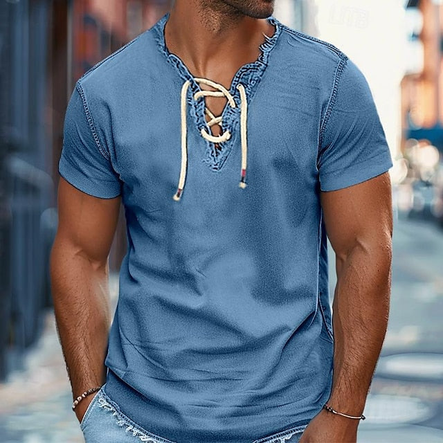 Dark Denim Chambray Shirt Men's Summer