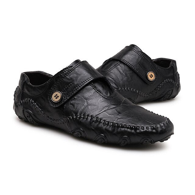 Leather Hand-Stitched Faux Soft Slip-On – Men's Moccasins