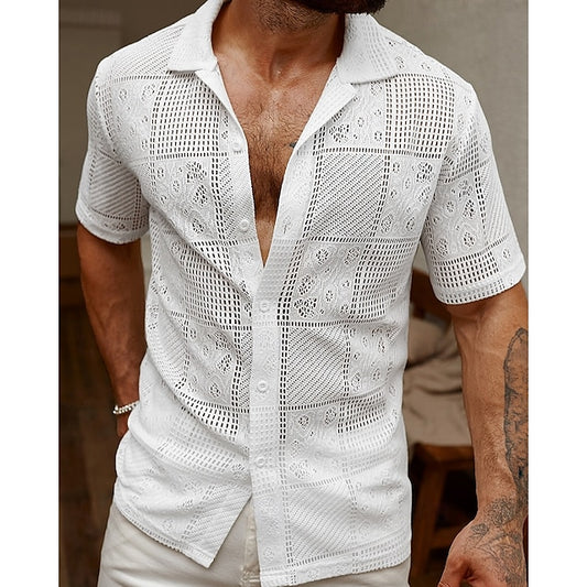Casual Button Men's Up Beach Shirt Summer