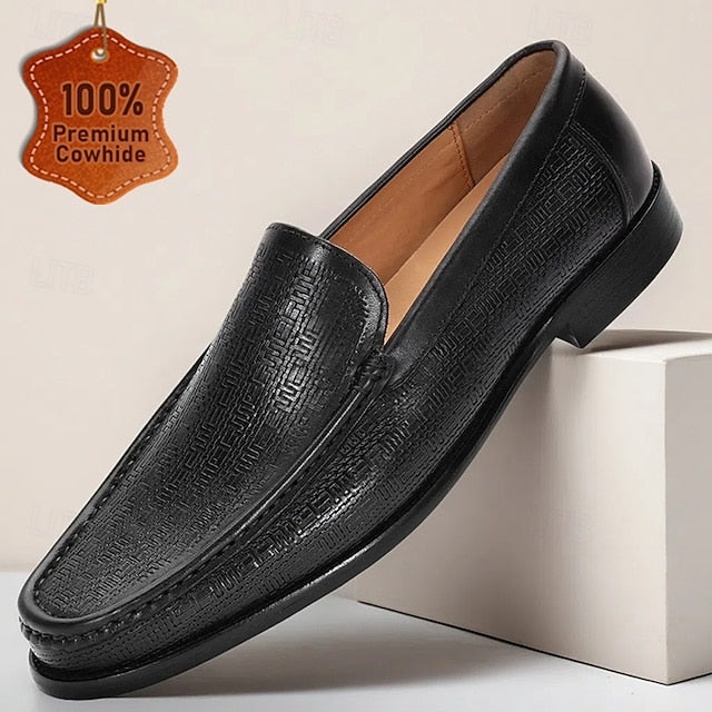 Cowhide Black Premium Loafers Men Crafted from with for Slip-On