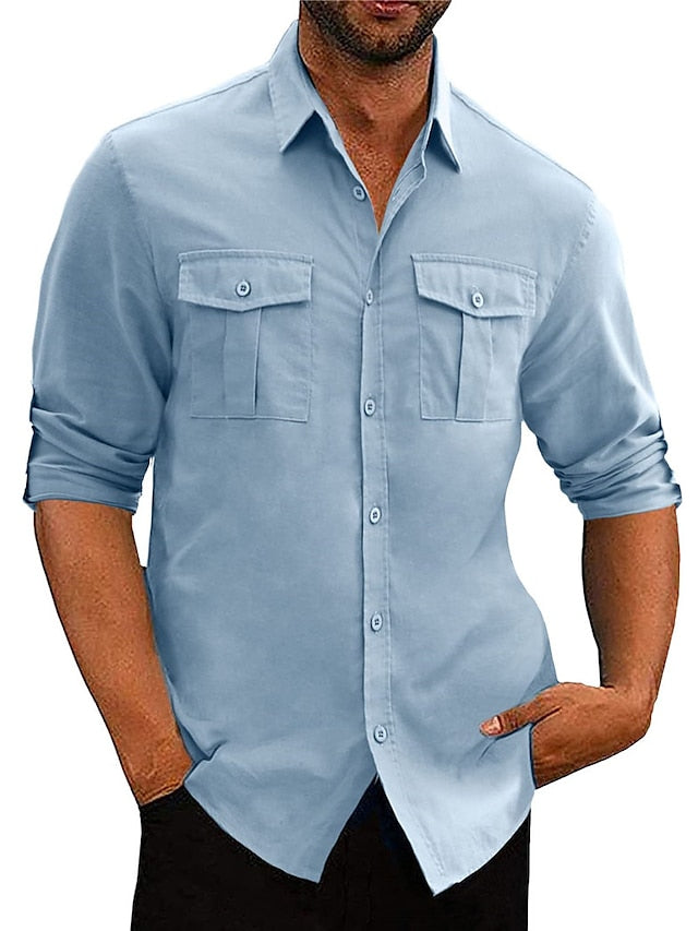 Shirt Button Up Casual Beach Men's Summer