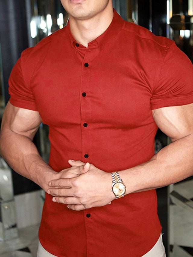 Button Casual Black Up Shirt Men's Summer