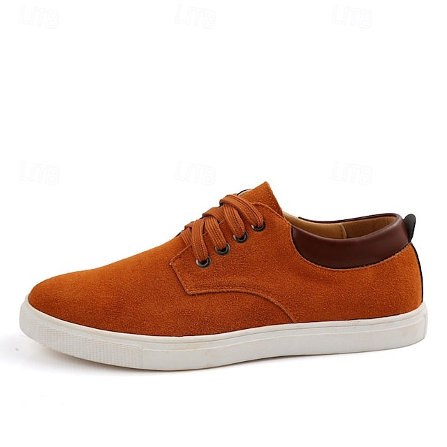 Brown Low-Top Men's Casual Suede Retro Lace-Up – Sneakers