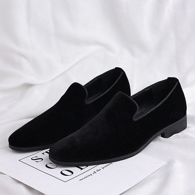 Red Dress Velvet Men's Shoes Slip-On