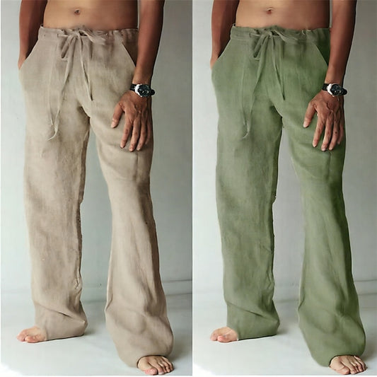 Beach Trousers Men's Linen Summer Pocket Pants Pants Pants